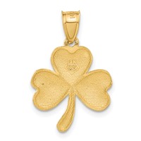 14K Yellow Gold Satin Diamond-cut Shamrock Charm view 3