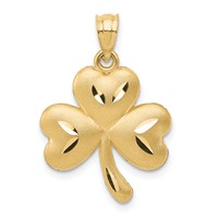 14K Yellow Gold Satin Diamond-cut Shamrock Charm view 1