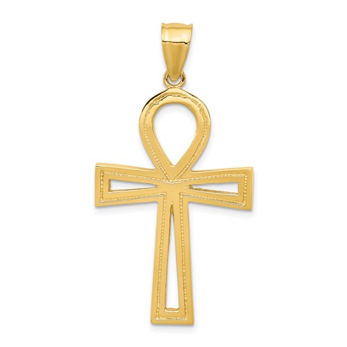 14K Yellow Gold Large Ankh Cross Pendant