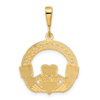 14K Yellow Gold Claddagh Pendant view 3