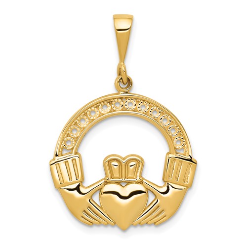 14K Yellow Gold Claddagh Pendant