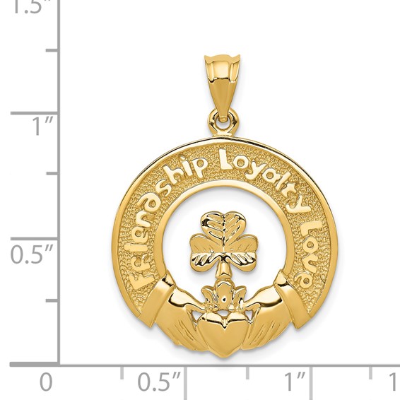 14k FRIENDSHIP LOYALTY LOVE Claddagh Pendant