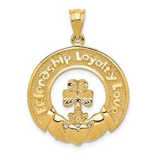 14k FRIENDSHIP LOYALTY LOVE Claddagh Pendant