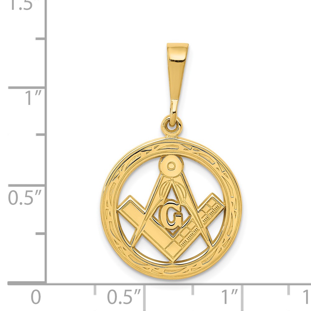 14k Polished and Textured Masonic Symbol Pendant (C1783)