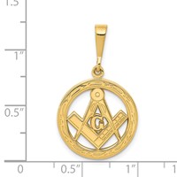 14K Polished and Textured Masonic Symbol Pendant view 4
