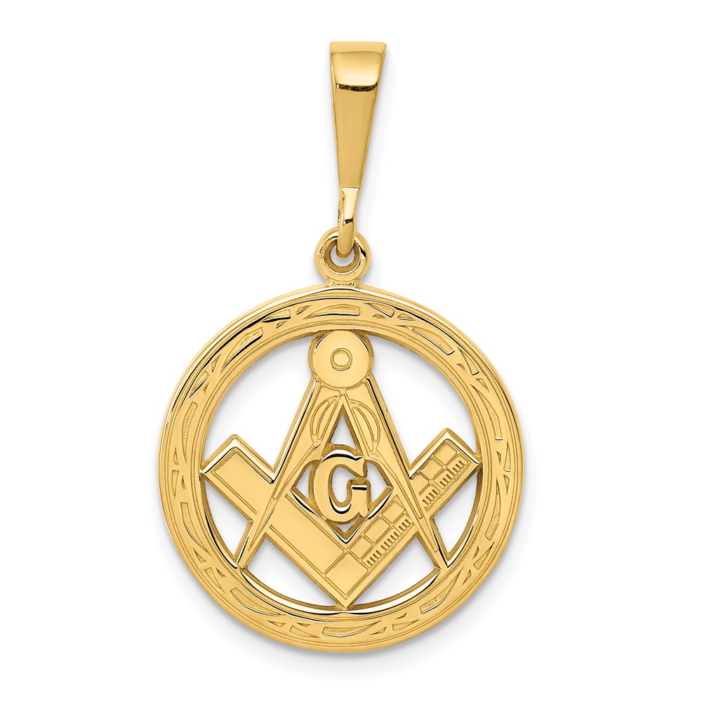 14k Polished and Textured Masonic Symbol Pendant (C1783)