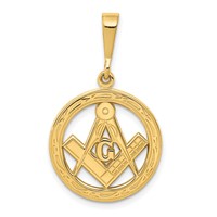 14K Polished and Textured Masonic Symbol Pendant view 1