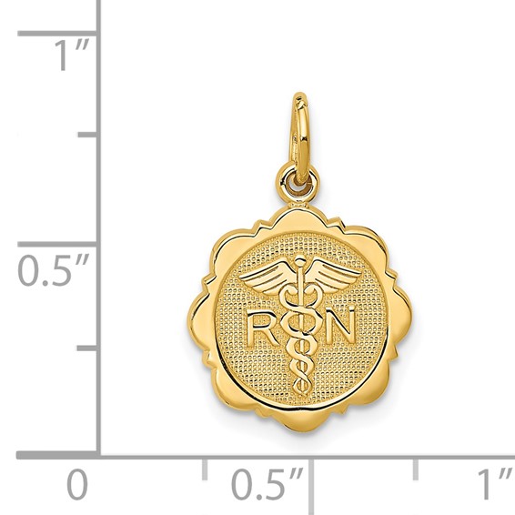 14k RN Registered Nurse Textured Back Disc Charm