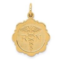 14K RN Registered Nurse Textured Back Disc Charm view 1