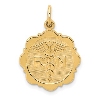14k RN Registered Nurse Textured Back Disc Charm