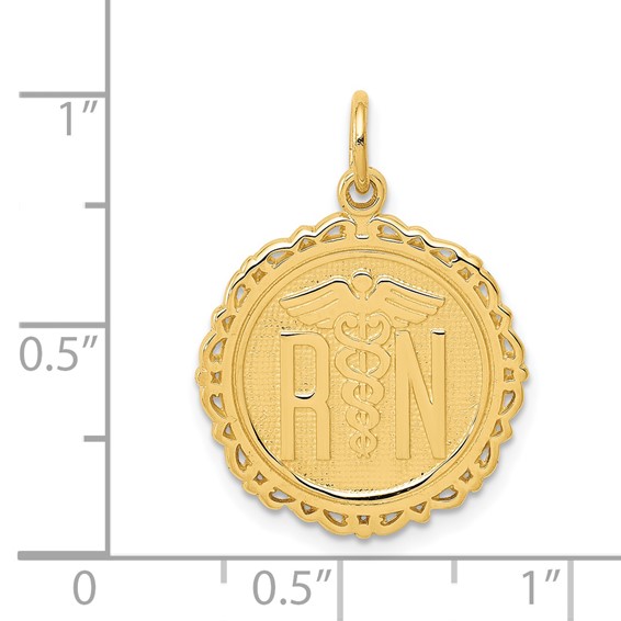 14k RN Registered Nurse Textured Back Disc Charm