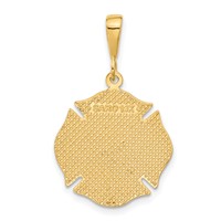14K Yellow Gold Fire Rescue Badge Pendant view 3