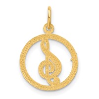 14K Yellow Gold Treble Clef in Circle Charm view 3