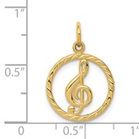 14K Yellow Gold Treble Clef in Circle Charm view 4