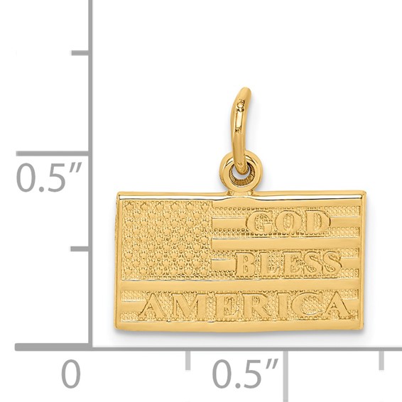 14k GOD BLESS AMERICA Flag Charm