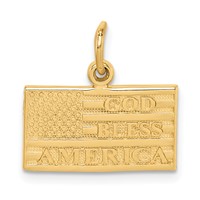 14K Yellow Gold God Bless America Flag Charm view 1
