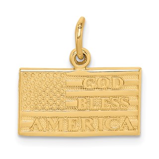 14k GOD BLESS AMERICA Flag Charm