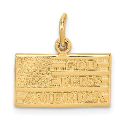 14K Yellow Gold God Bless America Flag Charm