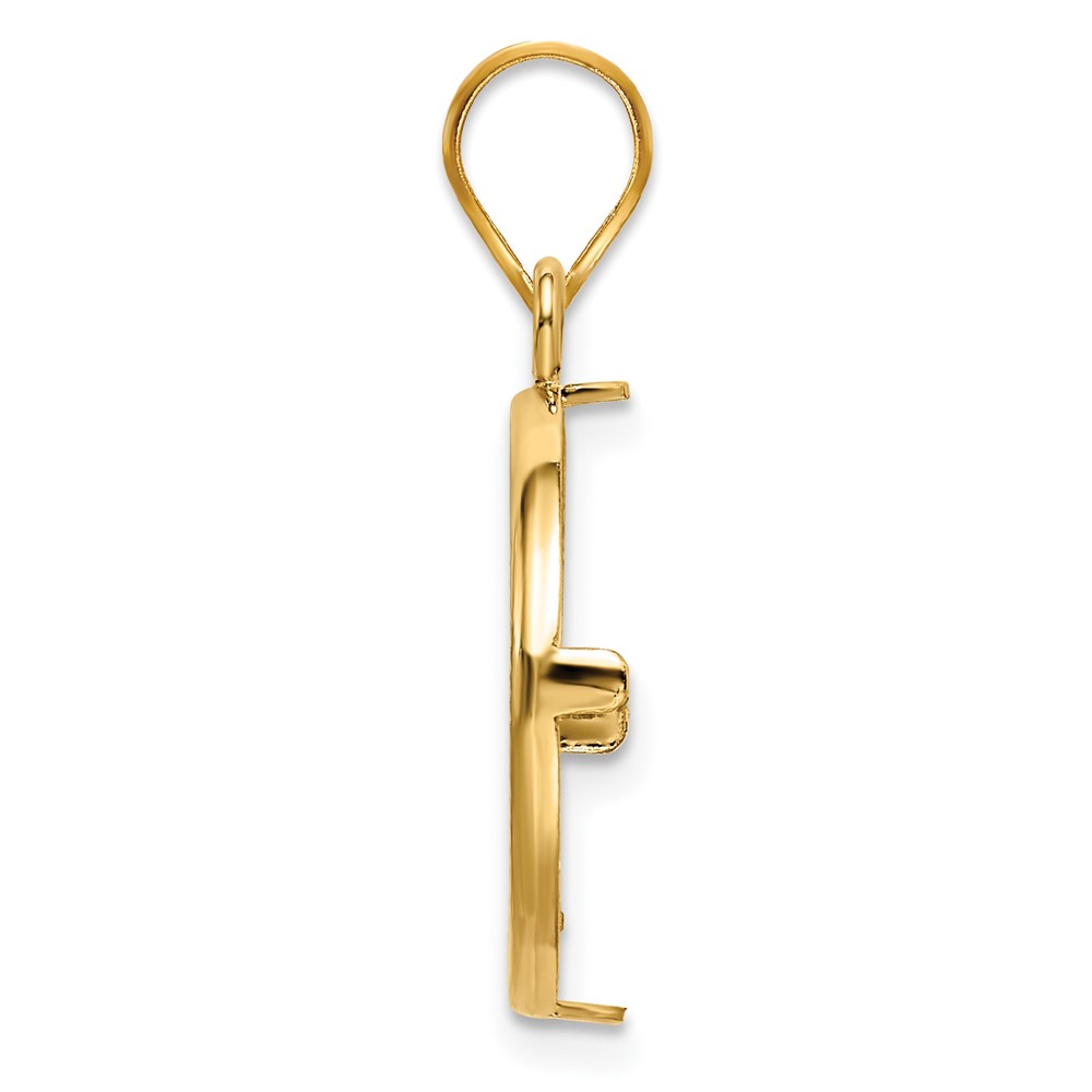 Wideband Distinguished Coin Jewelry 14k Polished and Diamond-cut 16.5mm Prong Coin Bezel Pendant (C1801D/16.5)