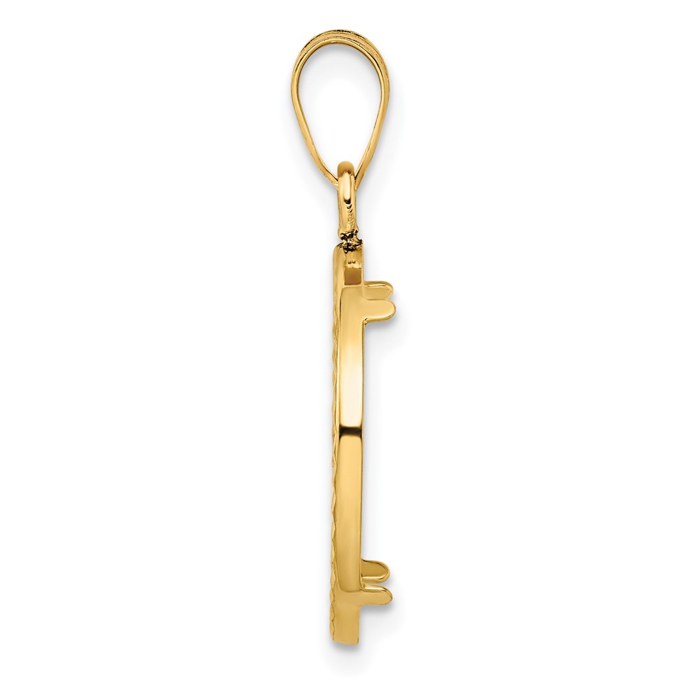 Wideband Distinguished Coin Jewelry 14k Polished and Diamond-cut 18.0mm Prong Coin Bezel Pendant (C1801D/18.0)