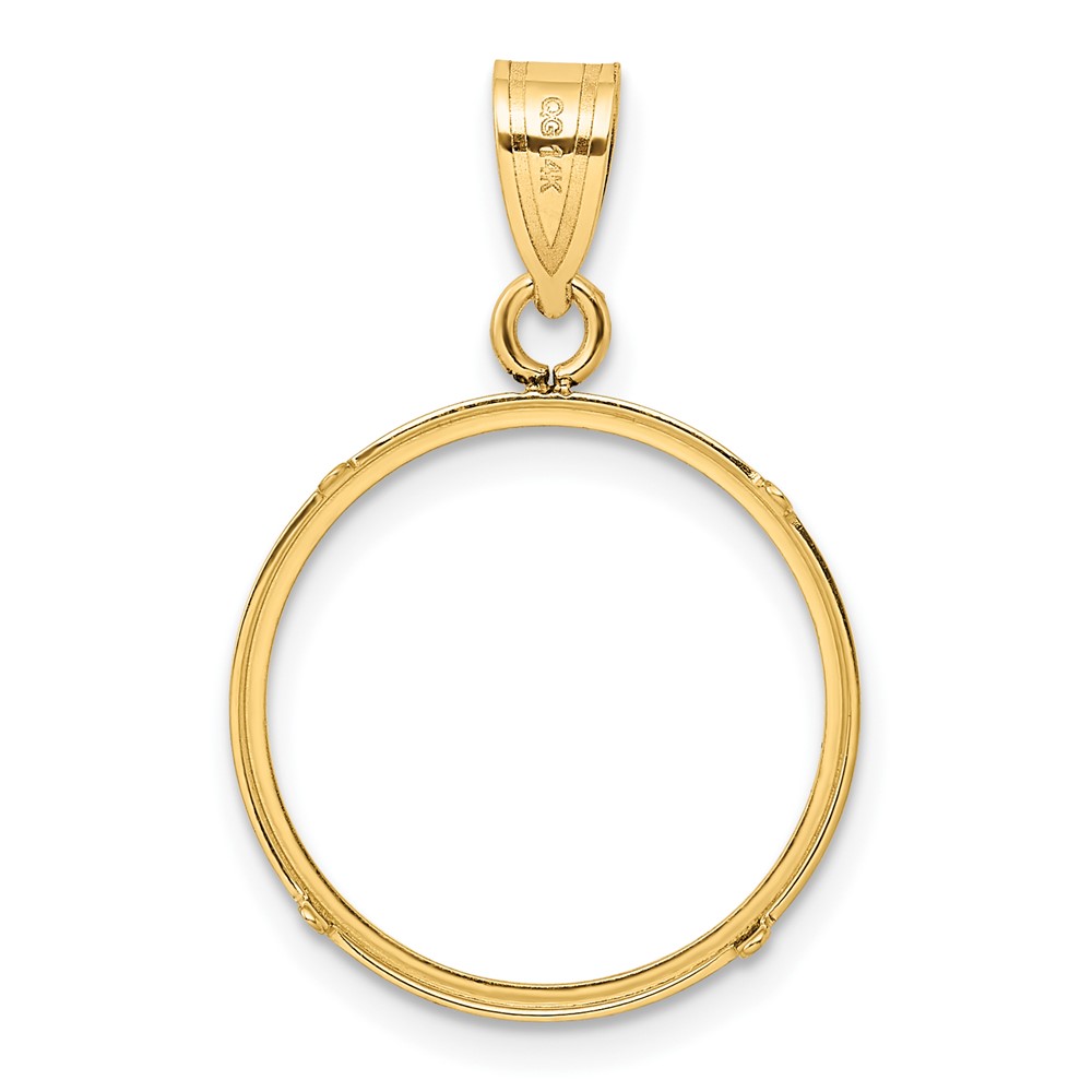 Wideband Distinguished Coin Jewelry 14k Polished and Diamond-cut 18.0mm Prong Coin Bezel Pendant (C1801D/18.0)