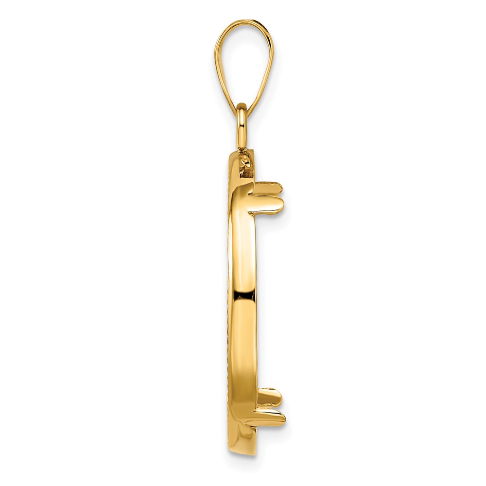 Wideband Distinguished Coin Jewelry 14k Polished and Diamond-cut 22.0mm Prong Coin Bezel Pendant (C1801D/22.0)