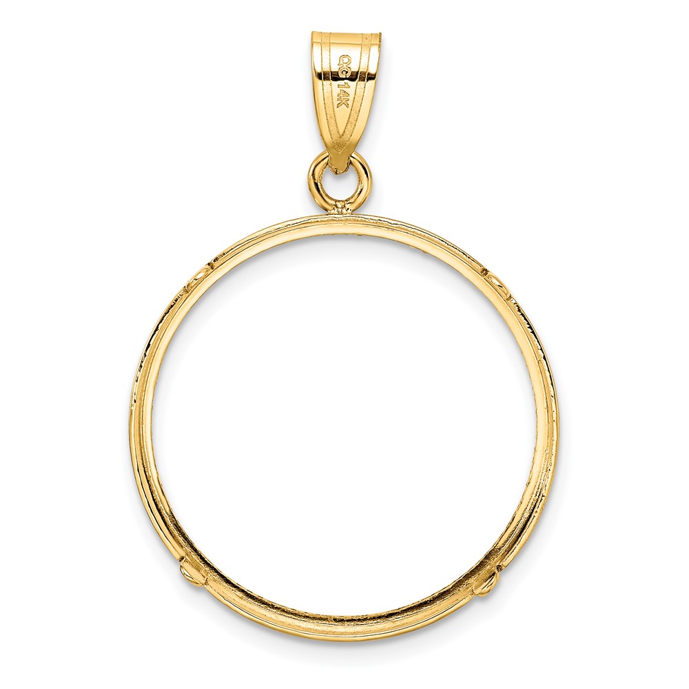 Wideband Distinguished Coin Jewelry 14k Polished and Diamond-cut 22.0mm Prong Coin Bezel Pendant (C1801D/22.0)