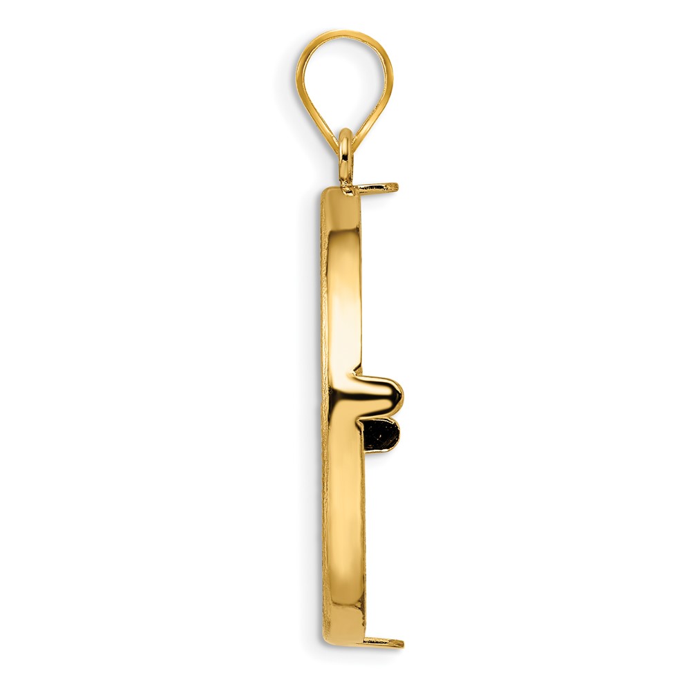 Wideband Distinguished Coin Jewelry 14k Polished and Diamond-cut 27.0mm Prong Coin Bezel Pendant (C3997/27.0)