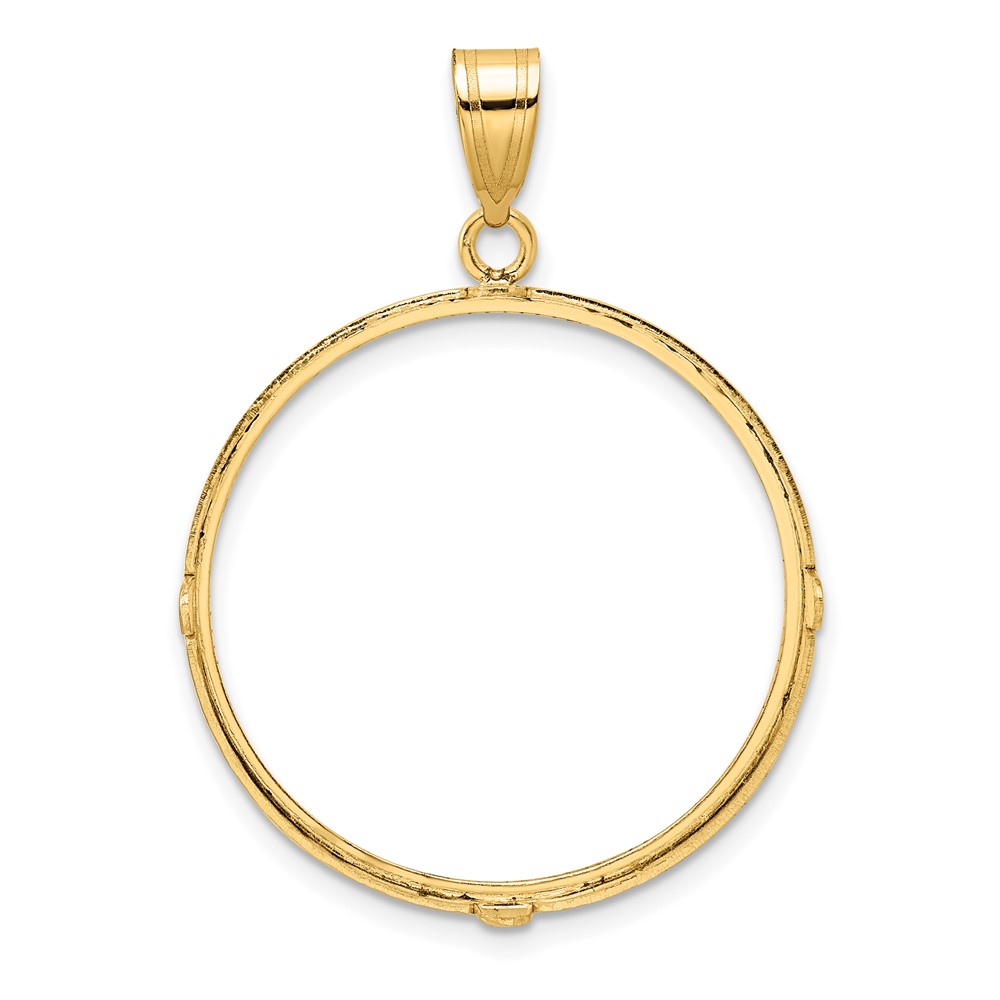 Wideband Distinguished Coin Jewelry 14k Polished and Diamond-cut 27.0mm Prong Coin Bezel Pendant (C3997/27.0)