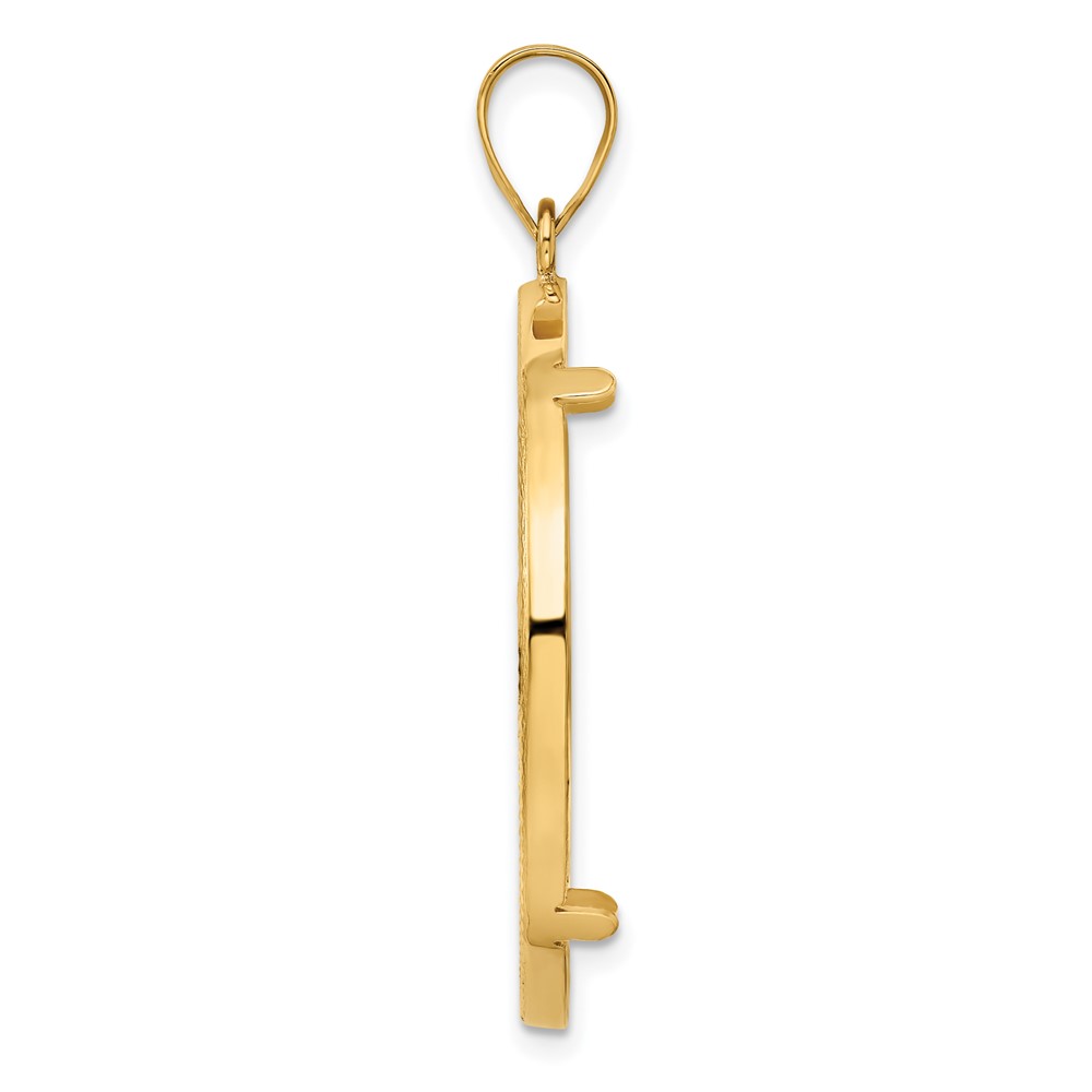 Wideband Distinguished Coin Jewelry 14k Polished and Diamond-cut 32.0mm Prong Coin Bezel Pendant (C3997/32.0)