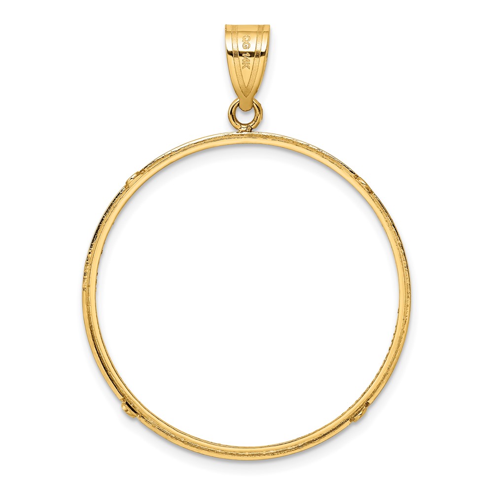 Wideband Distinguished Coin Jewelry 14k Polished and Diamond-cut 32.0mm Prong Coin Bezel Pendant (C3997/32.0)