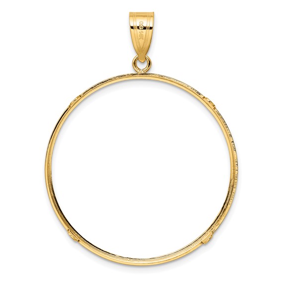 Wideband Distinguished Coin Jewelry 14k Polished and Diamond-cut 34.2mm Prong Coin Bezel Pendant