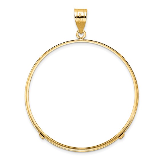 Wideband Distinguished Coin Jewelry 14k Polished and Diamond-cut 39.5mm Prong Coin Bezel Pendant