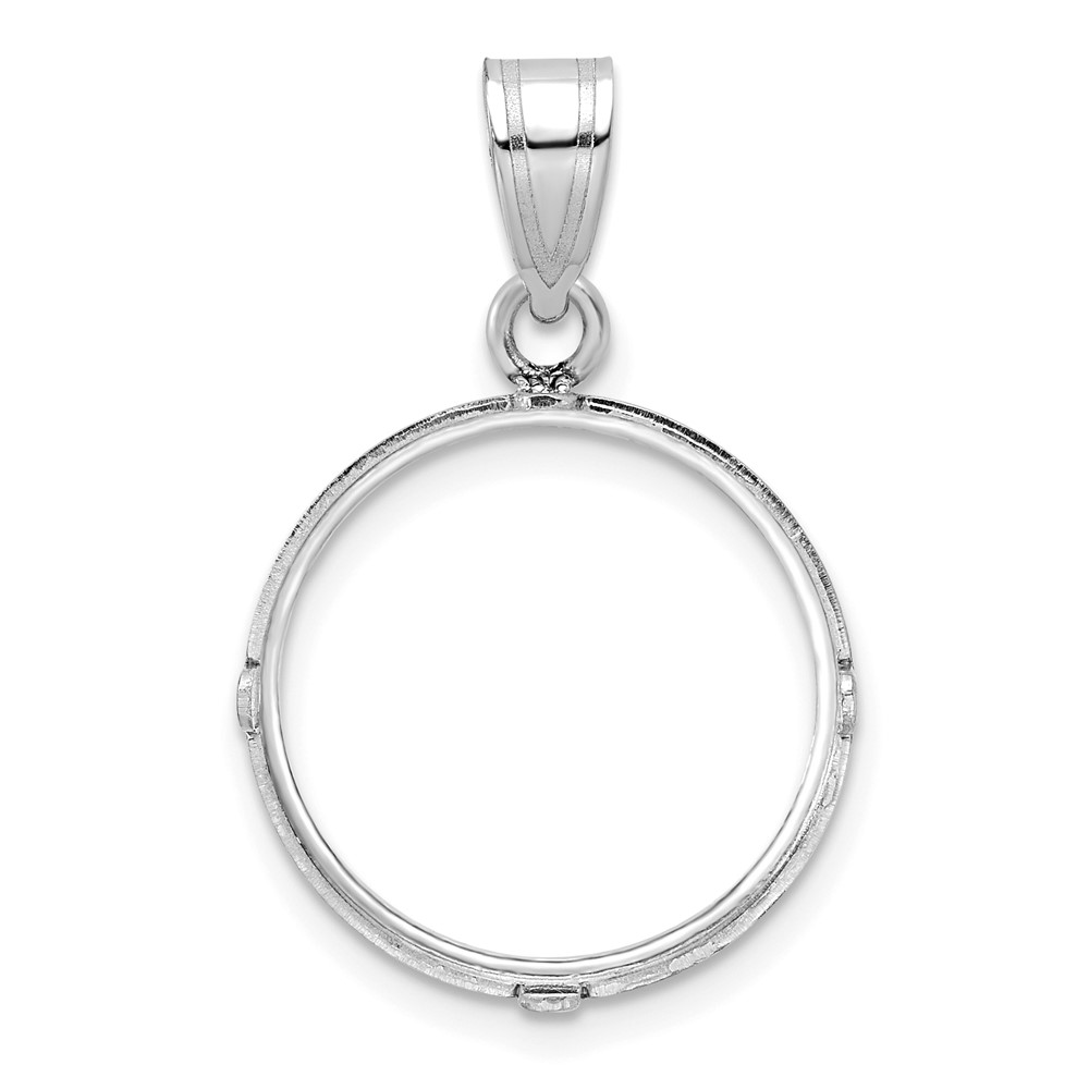 Wideband Distinguished Coin Jewelry 14k White Gold Polished and Diamond-cut 16.5mm Prong Coin Bezel Pendant (C3997W/16.5)