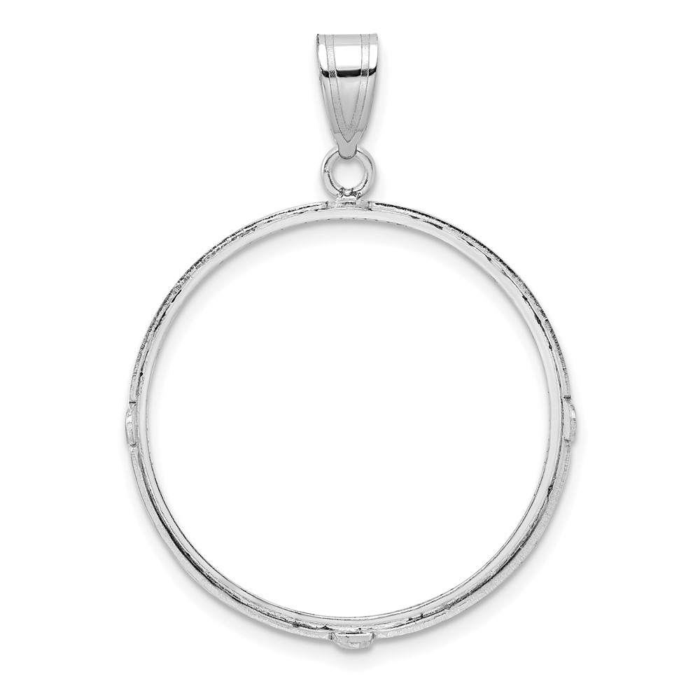 Wideband Distinguished Coin Jewelry 14k White Gold Polished and Diamond-cut 27.0mm Prong Coin Bezel Pendant (C1801WD/27.0)