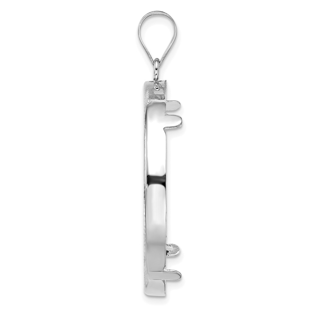 Wideband Distinguished Coin Jewelry 14k White Gold Polished and Diamond-cut 32.7mm Prong Coin Bezel Pendant (C3997W/32.7)