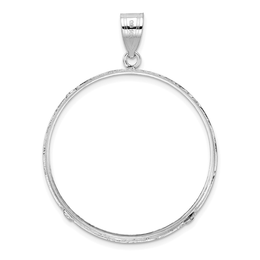 Wideband Distinguished Coin Jewelry 14k White Gold Polished and Diamond-cut 32.7mm Prong Coin Bezel Pendant (C3997W/32.7)
