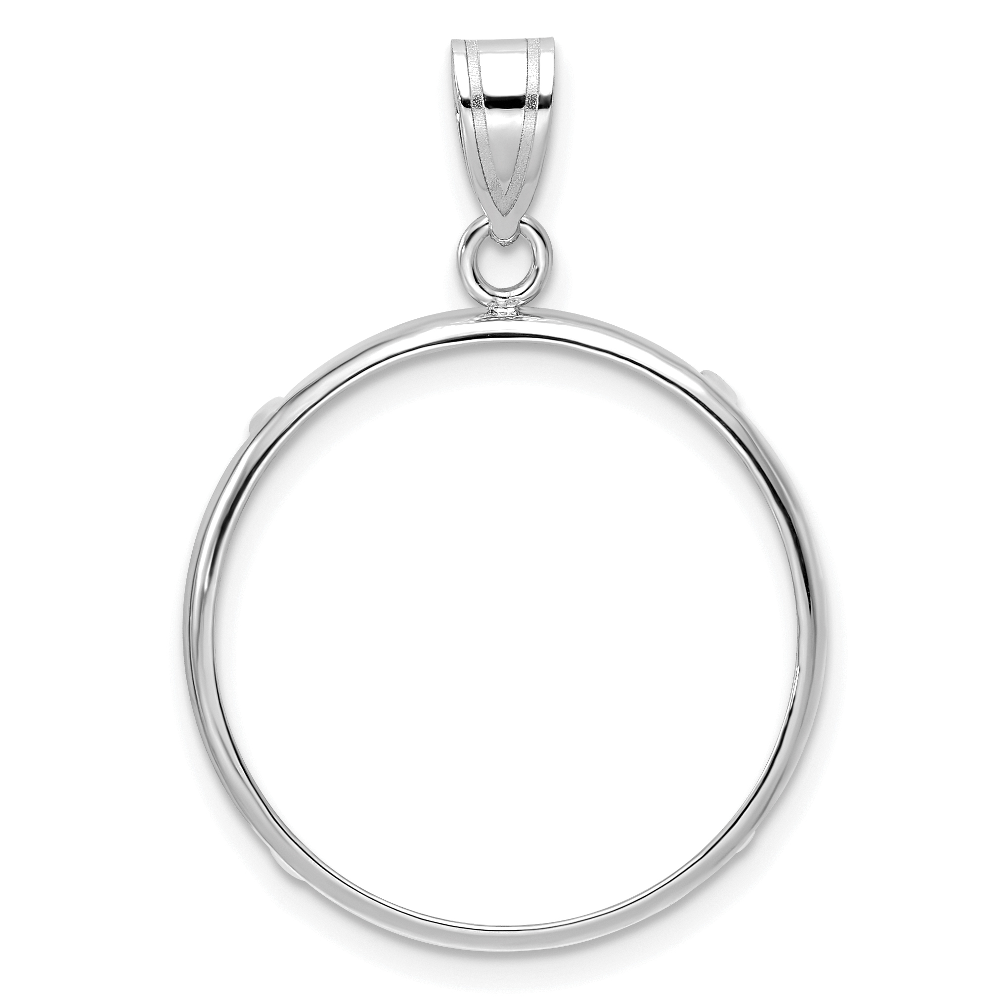 Wideband Distinguished Coin Jewelry 14k White Gold Polished 22.0mm Prong Coin Bezel Pendant (C1801W/22.0)