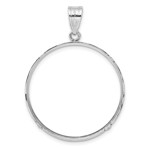 Wideband Distinguished Coin Jewelry 14k White Gold Polished 30.0mm Prong Coin Bezel Pendant
