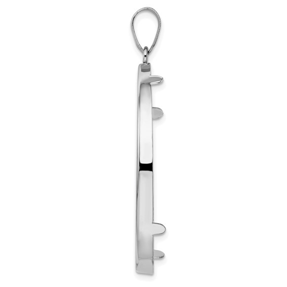 Wideband Distinguished Coin Jewelry 14k White Gold Polished 38.1mm Prong Coin Bezel Pendant