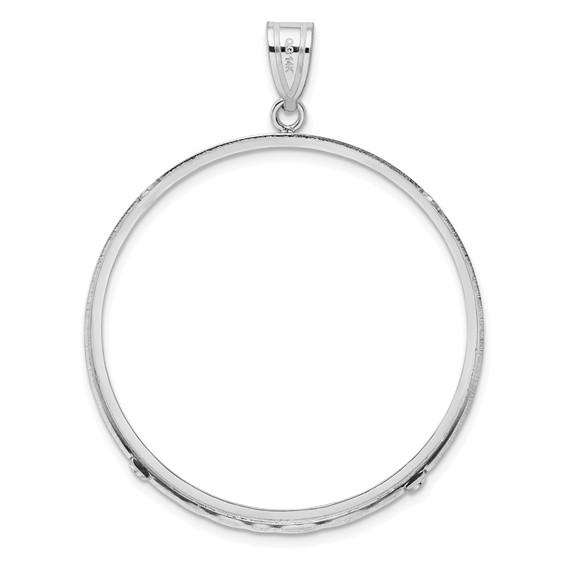 Wideband Distinguished Coin Jewelry 14k White Gold Polished 38.1mm Prong Coin Bezel Pendant