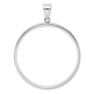 Wideband Distinguished Coin Jewelry 14k White Gold Polished 38.1mm Prong Coin Bezel Pendant