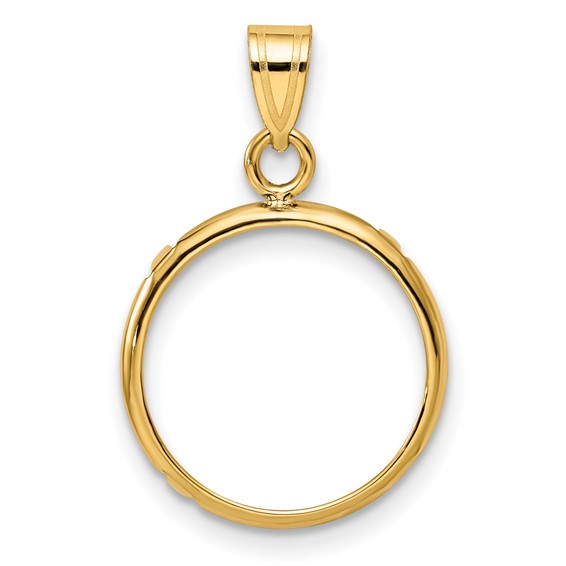 Wideband Distinguished Coin Jewelry 10k Polished 15.0mm Prong Coin Bezel Pendant