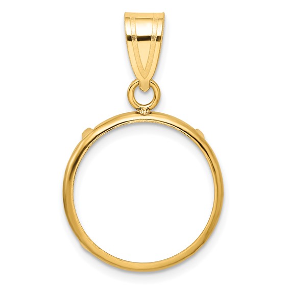 Wideband Distinguished Coin Jewelry 10k Polished 17.8mm Prong Coin Bezel Pendant