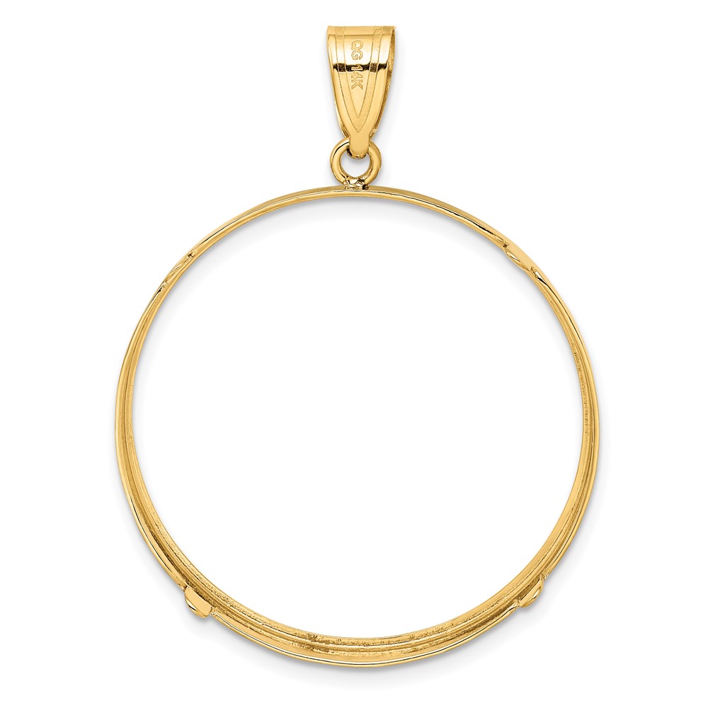 Wideband Distinguished Coin Jewelry 14k Polished 32.7mm Prong Coin Bezel Pendant (C1801/32.7)