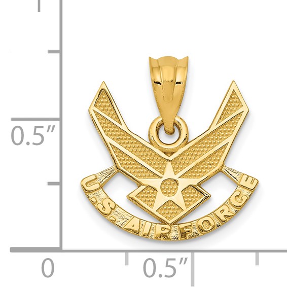 14k Yellow Gold U.S. Air Force Winged Pendant