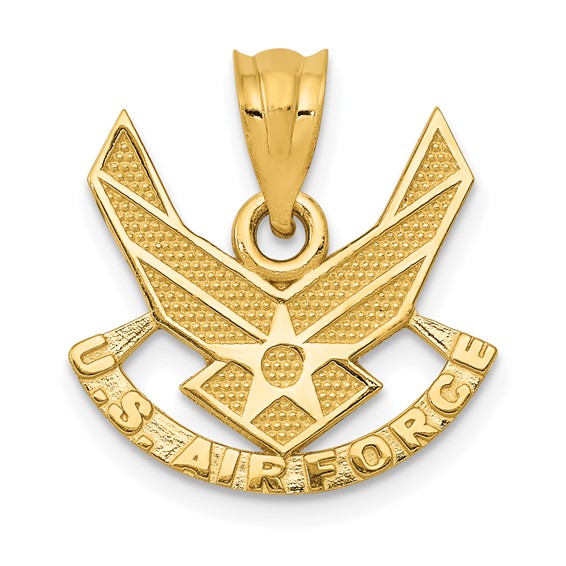 14k Yellow Gold U.S. Air Force Winged Pendant