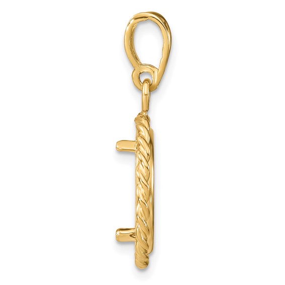 14ky Twisted Wire Prong Coin Bezel Pendant                            