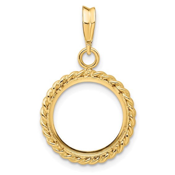 14ky Twisted Wire Prong Coin Bezel Pendant                            