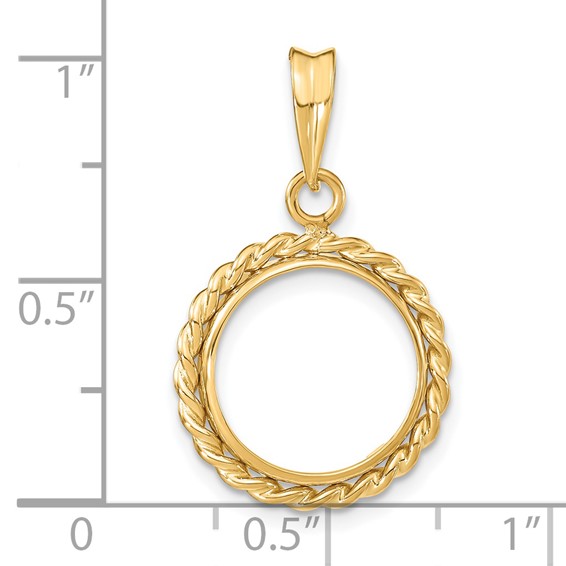 14ky Twisted Wire Prong Coin Bezel Pendant                            